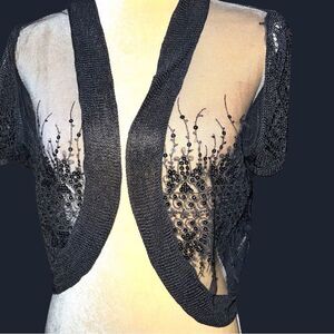 One7six black sheer bolero jacket with black sequins!!